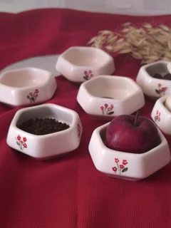 هفت سین سرامیکی کاسه 6 ضلعی طرح روشا