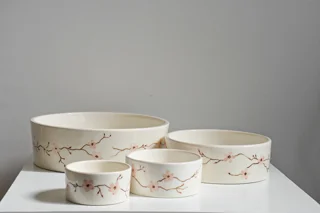 کاسه ماگ سرامیکی دست‌ساز  طرح نیلابی ۵ سایز کاربردی