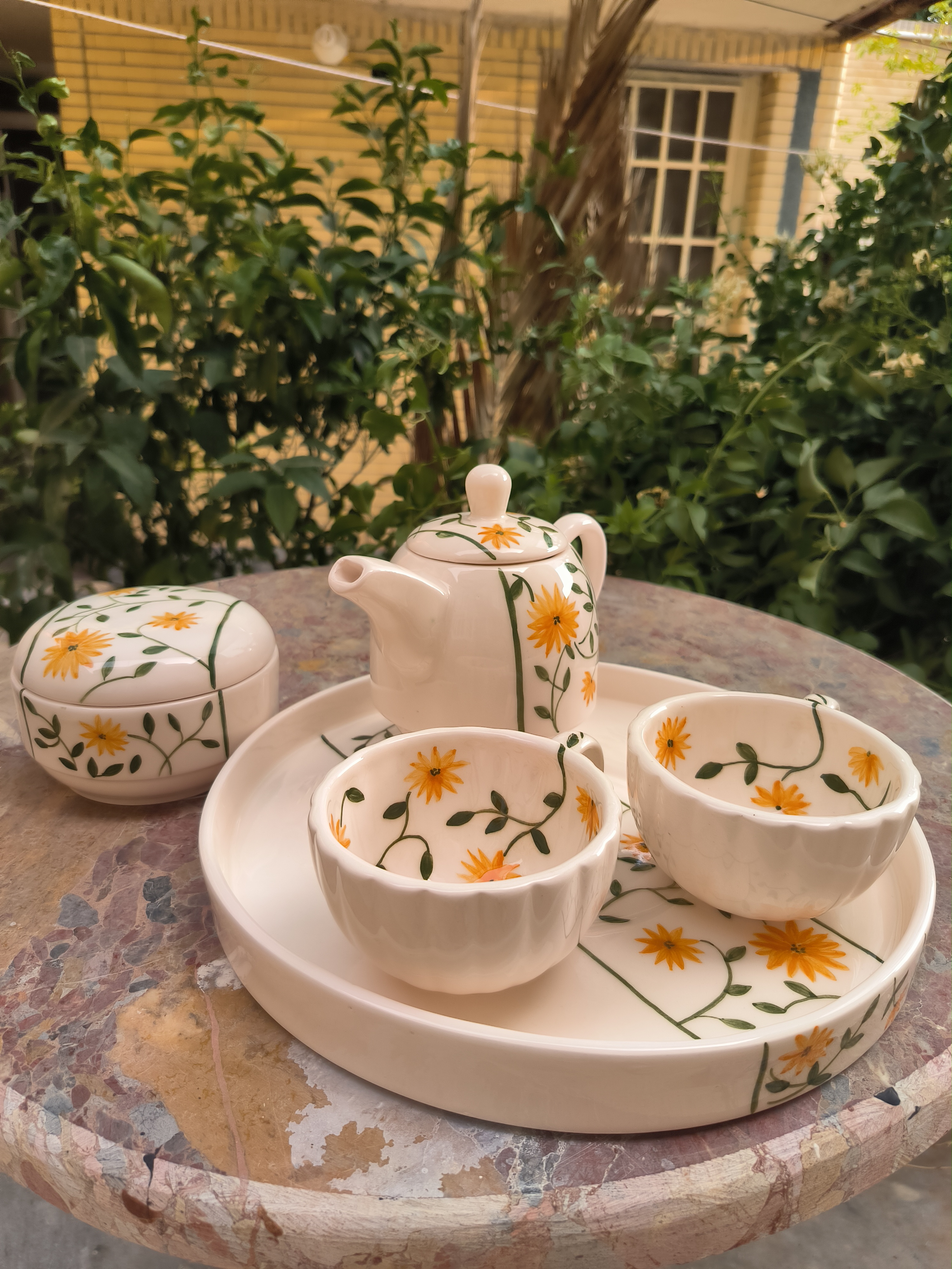 ست صبحانه خوری سرامیکی طرح آفتابگردان