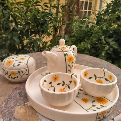 ست صبحانه خوری سرامیکی طرح آفتابگردان