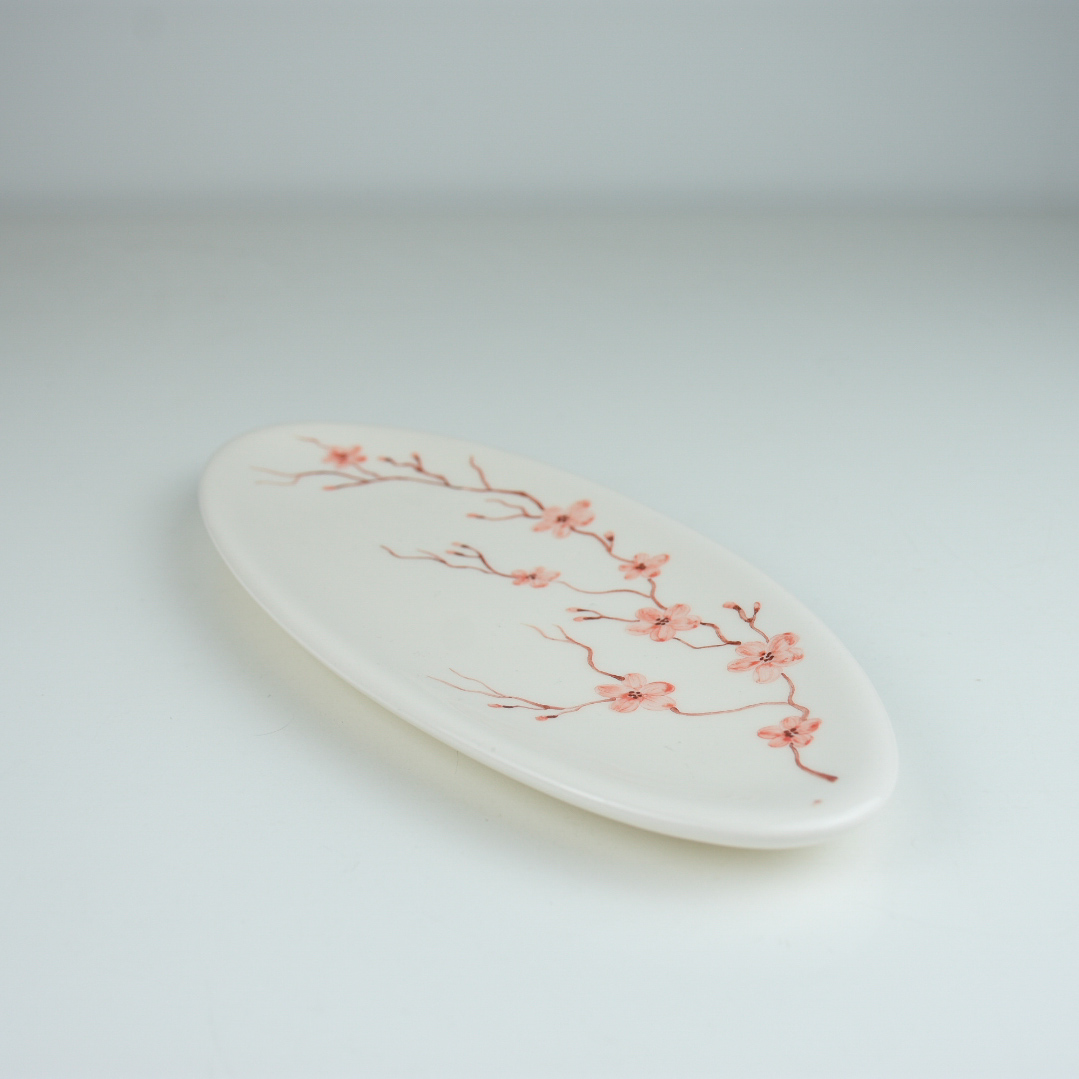 دیس بیضی سرامیکی طرح نیلابی