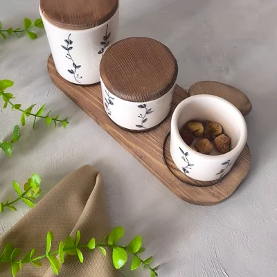 ست بانکه پاسماوری سه سایز با زیره و سر چوبی