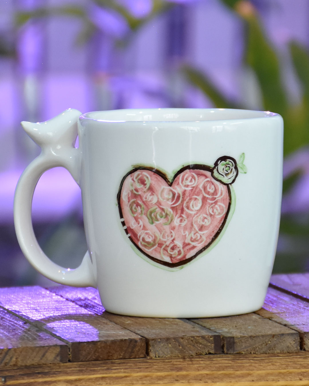 ماگ استوانه قلب و گنجشک