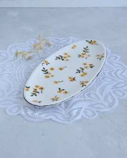 دیس بیضی سرامیکی شیرینی‌خوری در 2 سایز کاربردی