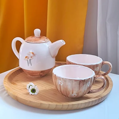 ست قوری و فنجان سرامیکی دالبری دستساز