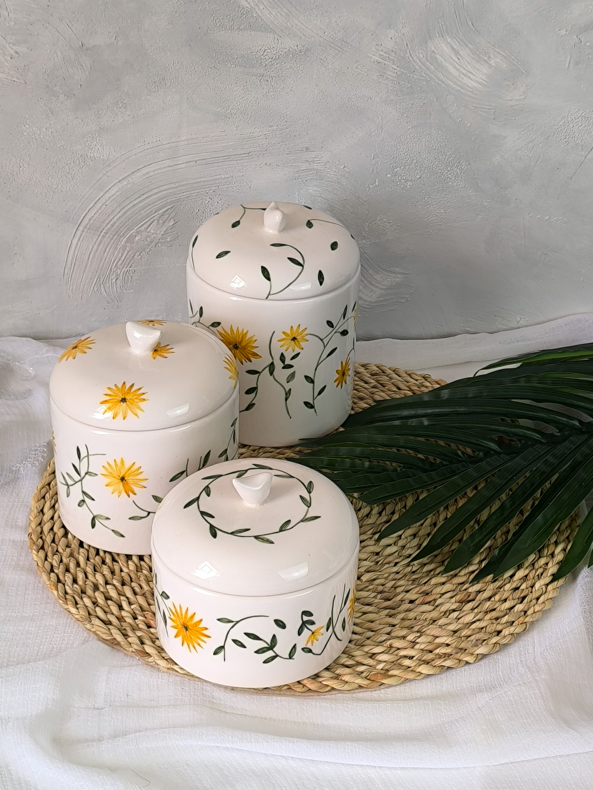 ست سه عددی بانکه پاسماوری سرامیکی دست‌ساز نیلابی