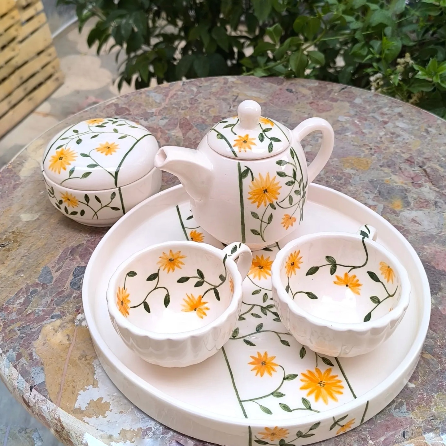 ست صبحانه خوری سرامیکی طرح آفتابگردان