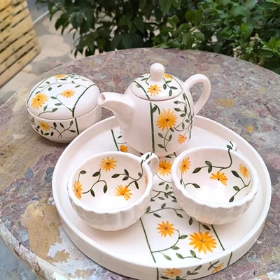 ست صبحانه خوری سرامیکی طرح آفتابگردان