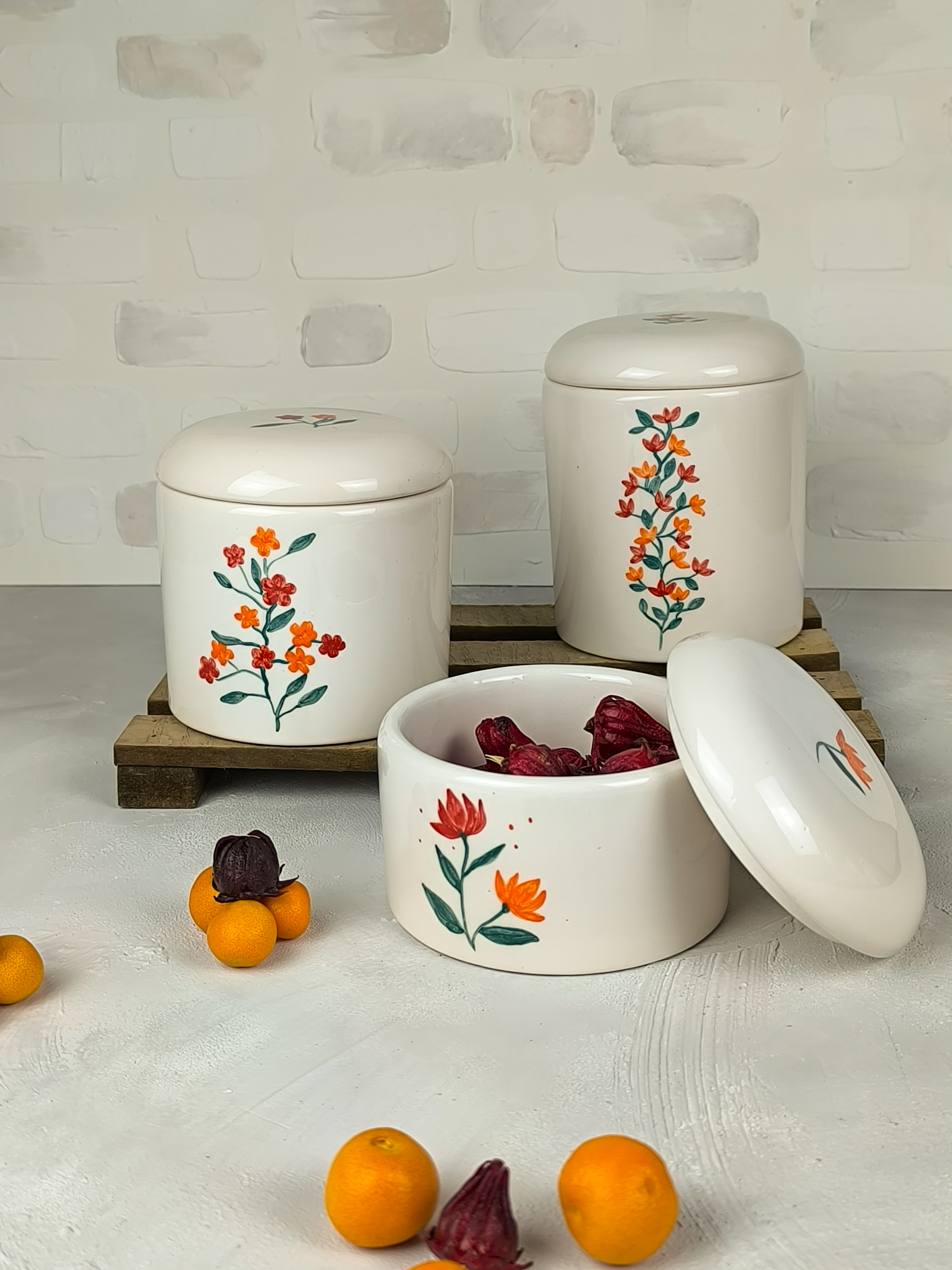 بانکه سرامیکی دست‌ساز | سه سایز مختلف با درب سرامیکی