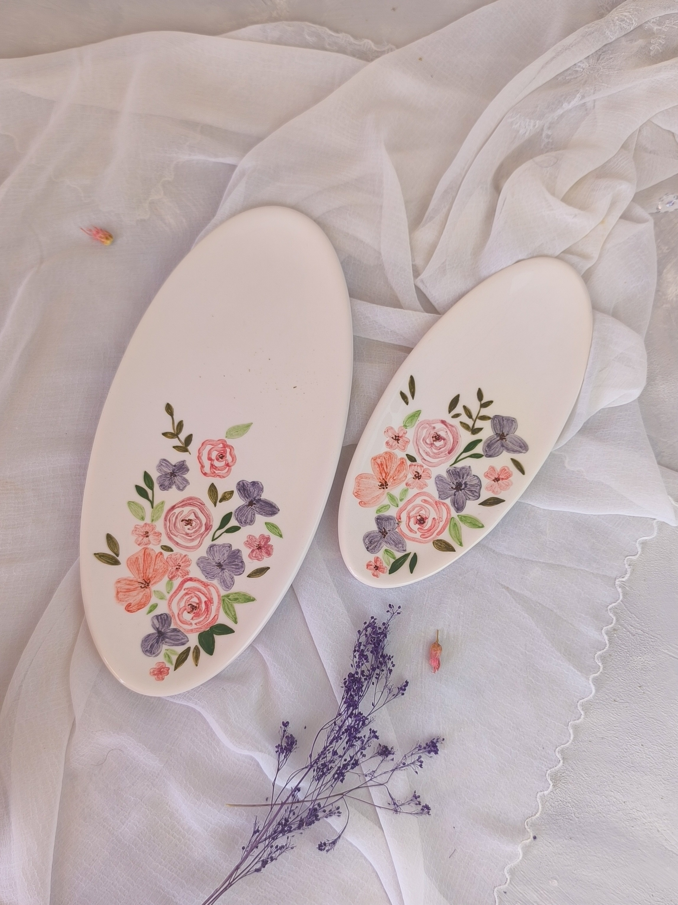 دیس بیضی در دو سایز طرح رز