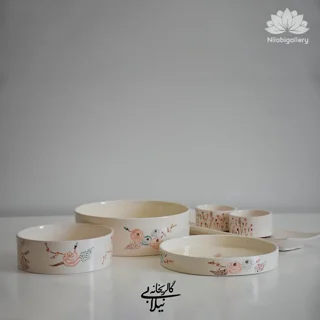ست میوه و آجیل خوری دستساز سرامیکی طرح جانا