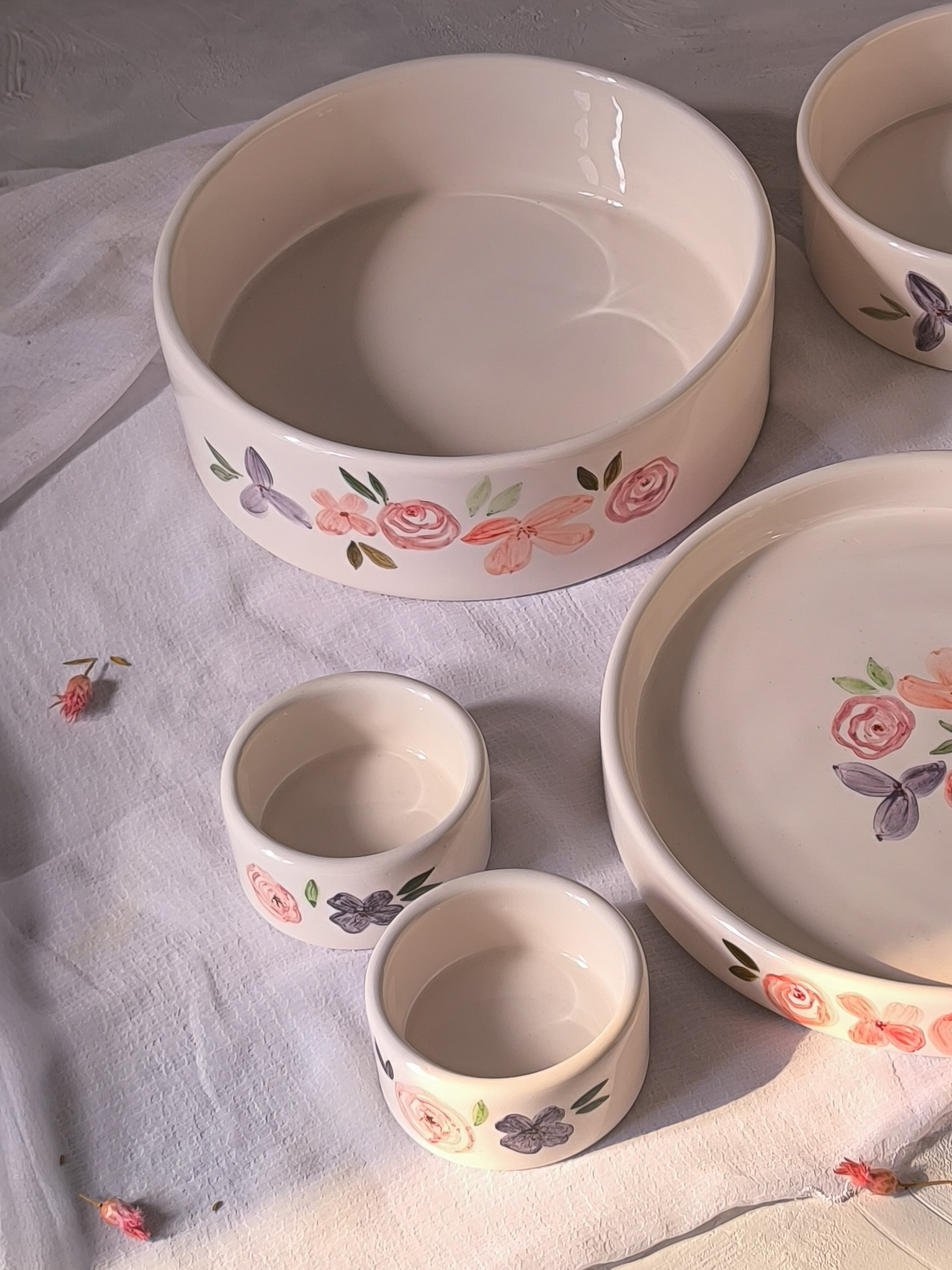 ست 6 تکه میوه خوری و شیرینی خوری طرح رز