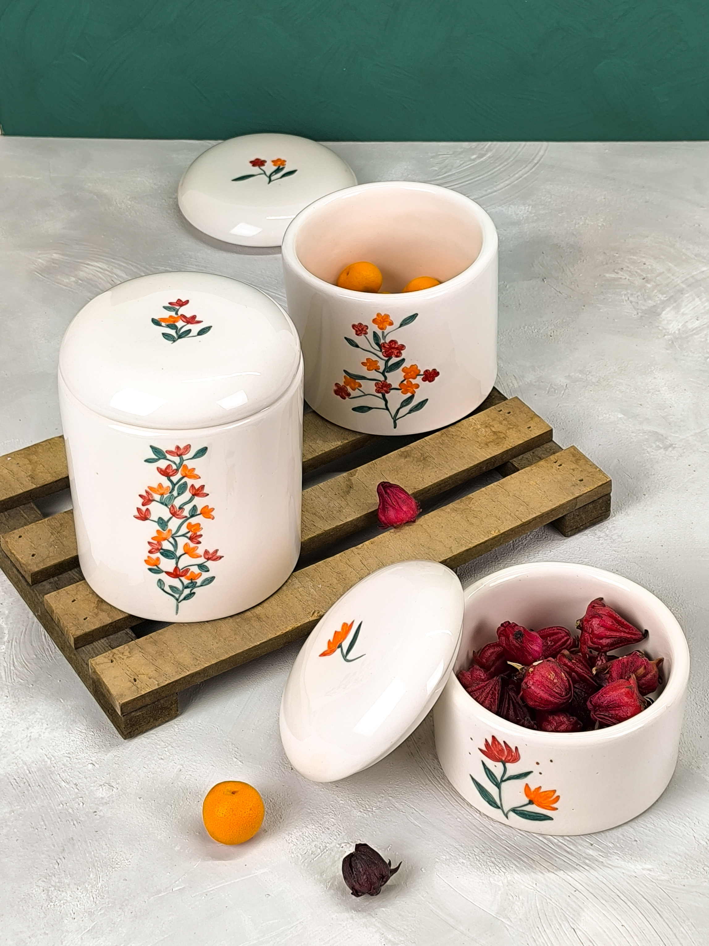 بانکه سرامیکی دست‌ساز | سه سایز مختلف با درب سرامیکی