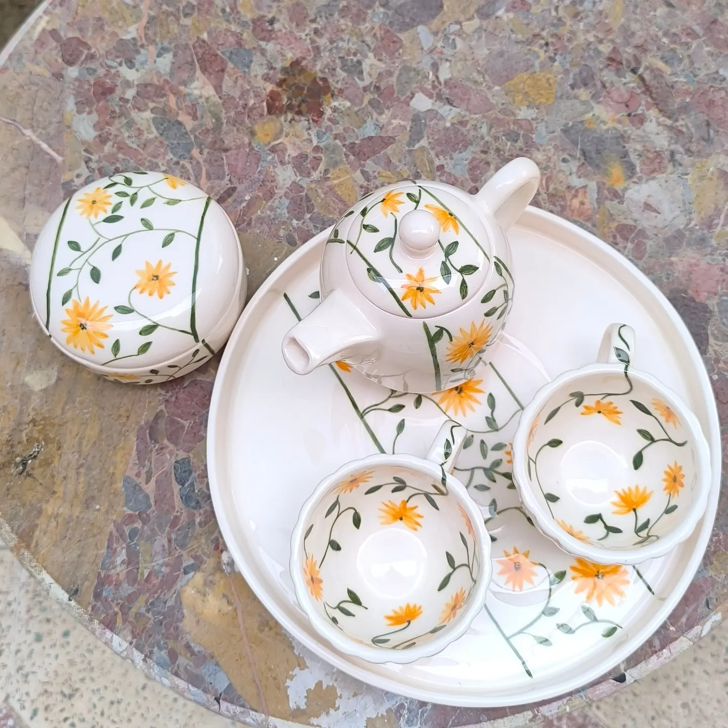 ست صبحانه خوری سرامیکی طرح آفتابگردان