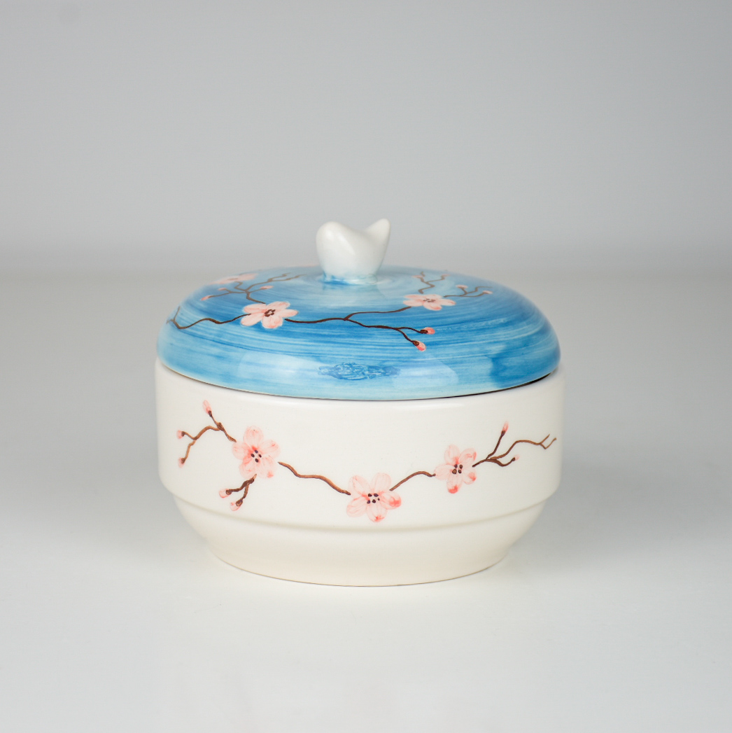 قندان در دار سرامیکی دستساز نیلابی